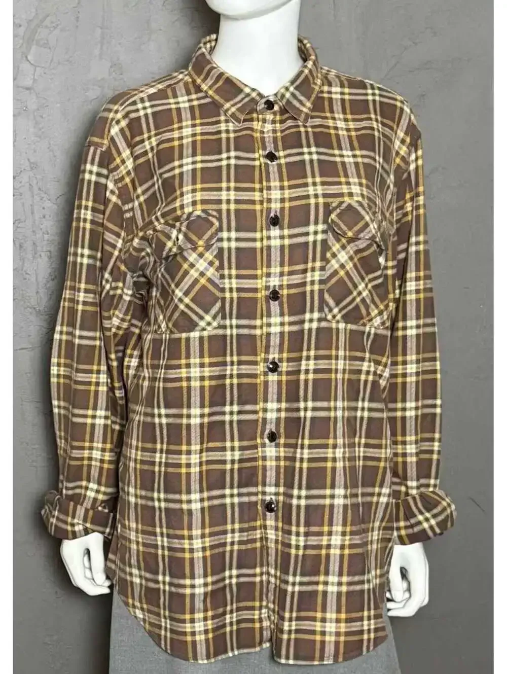 Vintage Brown Plaid Soft 100% Cotton Flannel Shirt from JCREW size XL